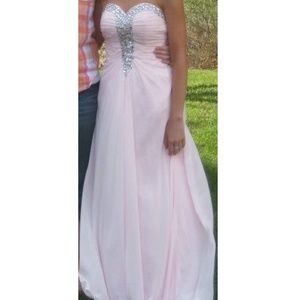Light Pink Strapless Chiffon Prom Dress